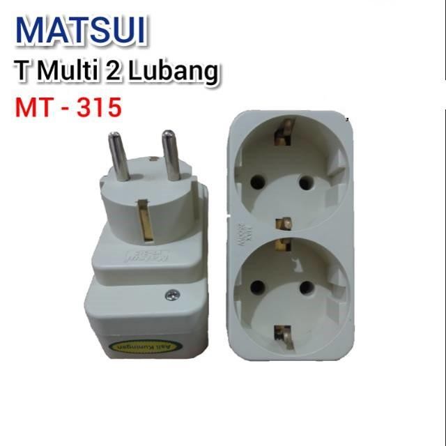 (Allthebest) Steker T Multi + Stop Kontak 2 Lubang Putih MATSUI - MT315