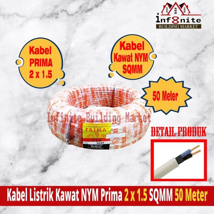 (Allthebest) Kabel Prima Nym 2x1.5 Kabel Listrik Tembaga Tunggal Kabel Sni