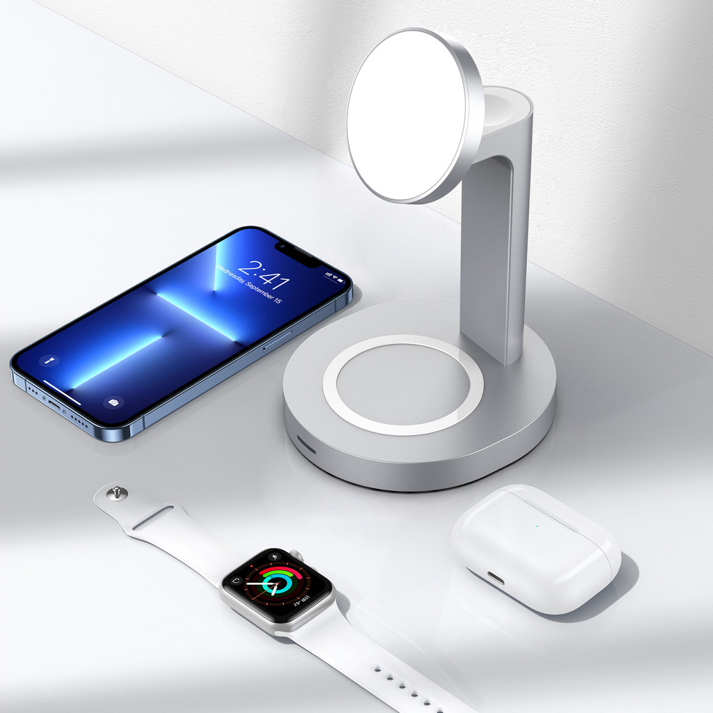 3 in 1 Magnetic Wireless Charger Stand Qi Fast Charging Induction