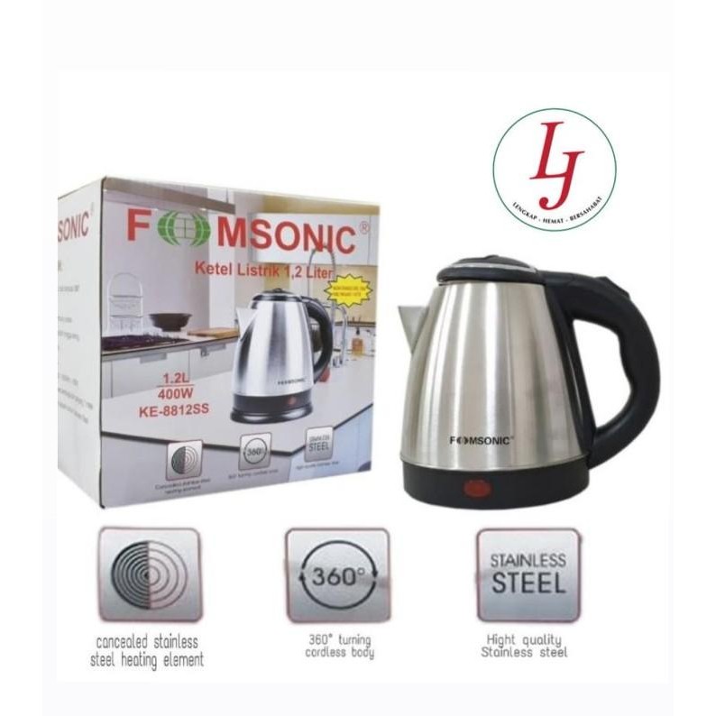 TEKO LISTRIK / ELECTRIC KETTLE KE-8812SS 1.2L FOMSONIC