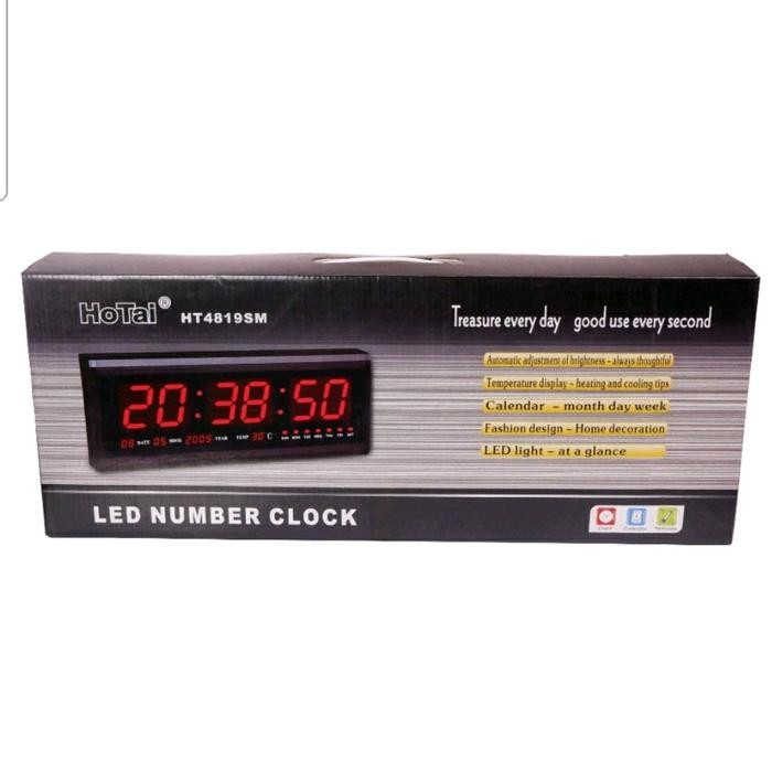 JAM DINDING MEJA LED DIGITAL HOTAI HT-4819SM HT 4819SM HT4819SM RED BESAR