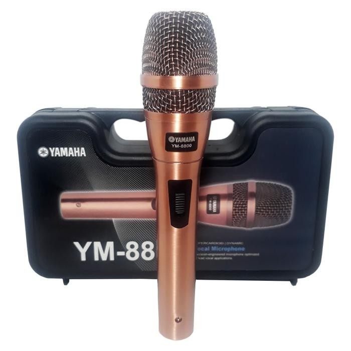 Mic Yamaha Microphone Kabel YM 8800 Super Body Besi Plus koper - GOLD Mik