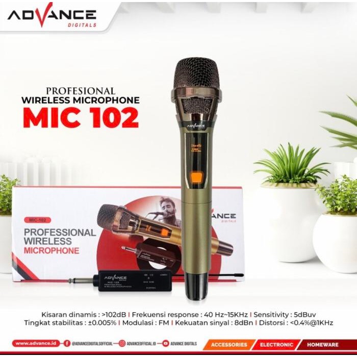 Mic-102 Wireless Microphone Mic Advance 102 Bluetooth Original Mic102