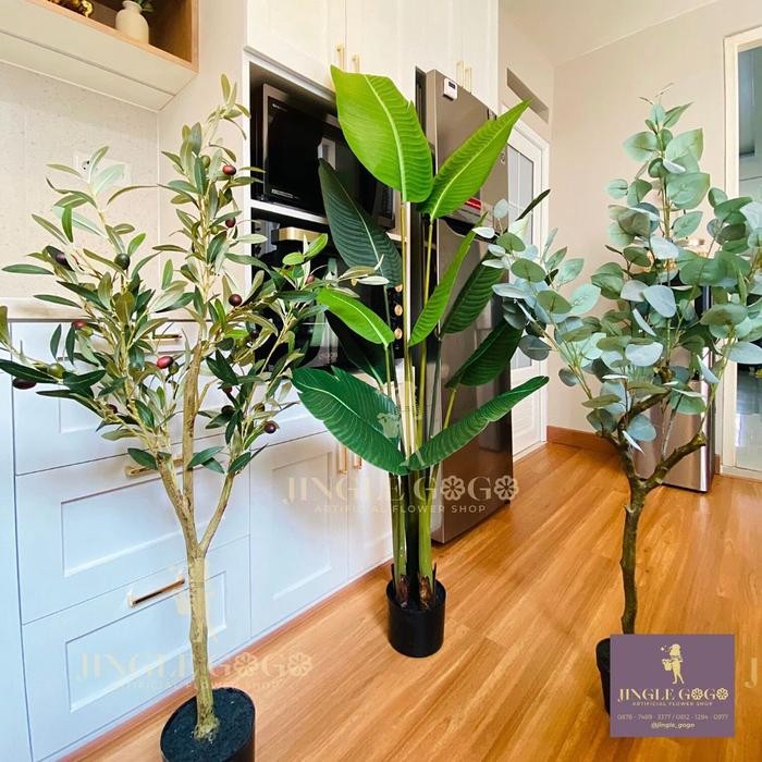 Ready New- Pohon Artificial Tinggi - Pohon Olive Artificial - Pohon Plastik Besar Sudut Rumah -
