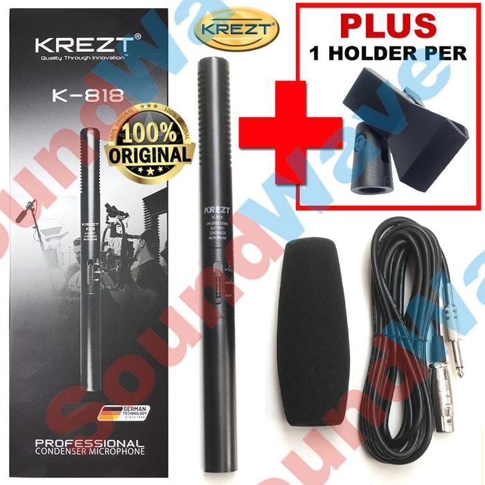 KREZT K 818 MIC CONDENSER + HOLDER MIC MIKROFON SHOTGUN MIK K818