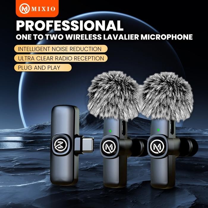 MIXIO W13 W14 Mic Wireless Clip on Microphone Mikrofon Lavalier HP Plug & Play