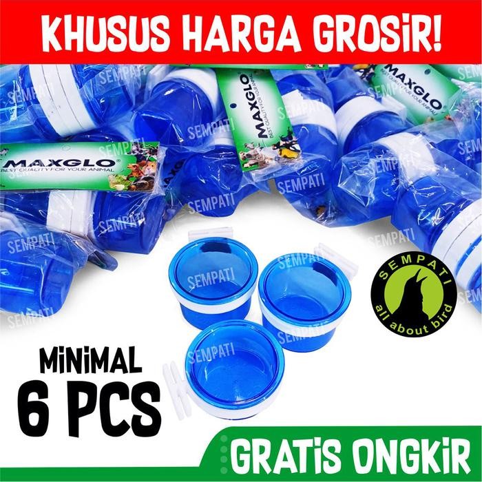 GROSIR Cepuk burung cepuk maxglo italy biru isi 3 wadah pakan minum burung