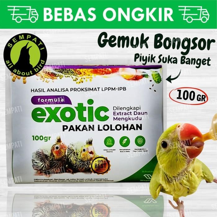 Formula Exotic Pakan Bubur Loloh Lolohan Piyik Burung lovebird parkit
