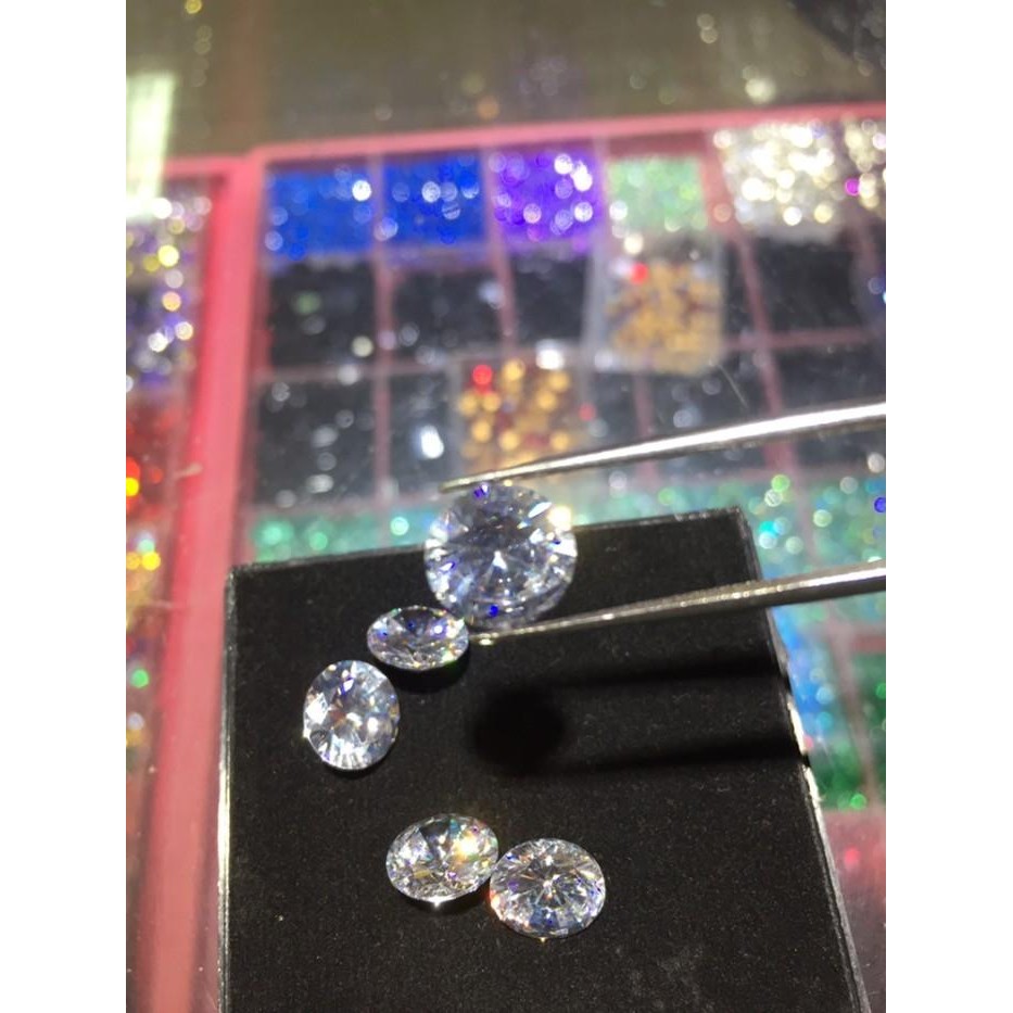 Batu Permata Zircon Cubic Zirconia Star AAA 10 mm White Round