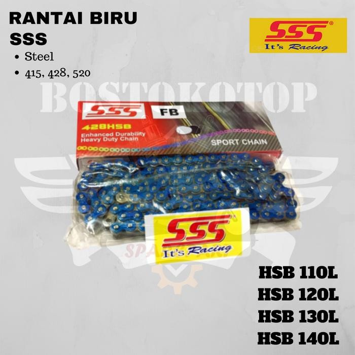 SSS Rantai Biru Harian Racing HSB 415 428 520 110L 120L 130L Original