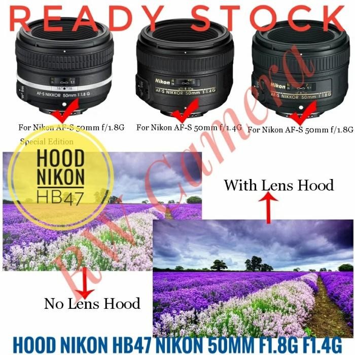 (Allthebest) Lens Hood Nikon HB47 HB-47 50mm F1.4G F1.8G Lensa Yongnuo 50 mm 35mm
