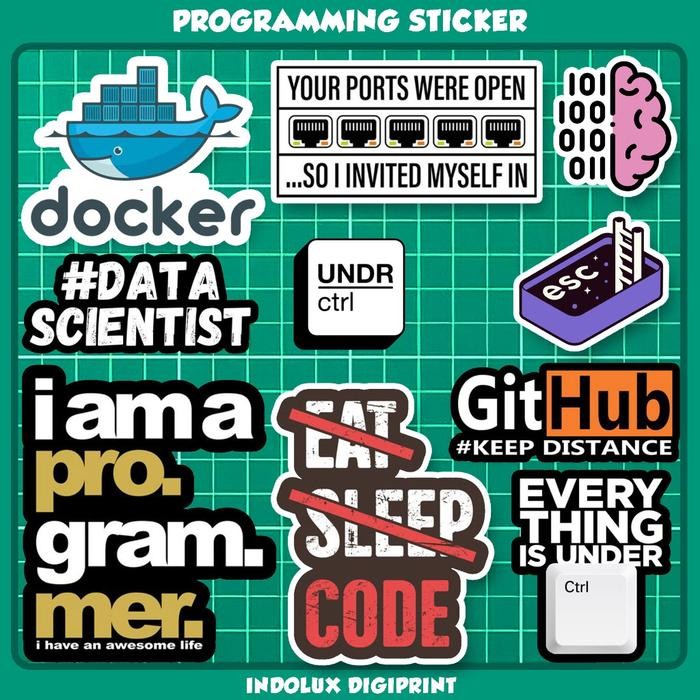 [Allthebest] 43 Pcs Sticker Programmer ing Komputer