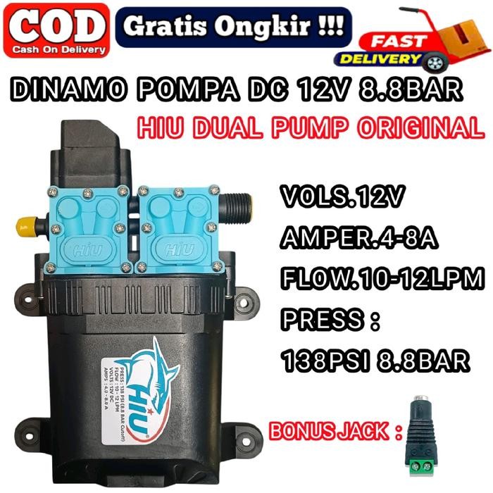 DINAMO POMPA DC 12V HIU 8.8 BAR 12 LPM / DUAL PUMP HIU 12V / POMPA AIR DC HIGH PRESSURE