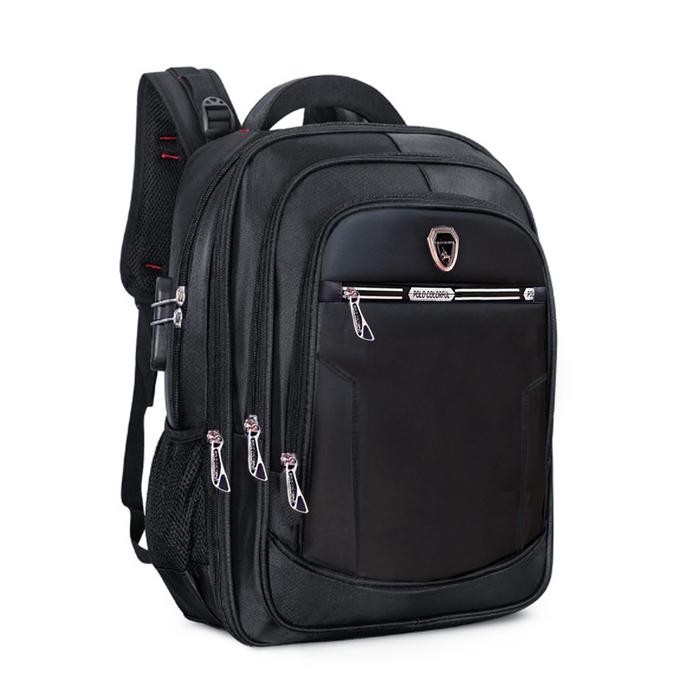 TAS COLLECTION Tas Ransel Pria Polo COLORFUL P-14005 Tas USB Backpack Laptop 18 Inch Tas Ransel