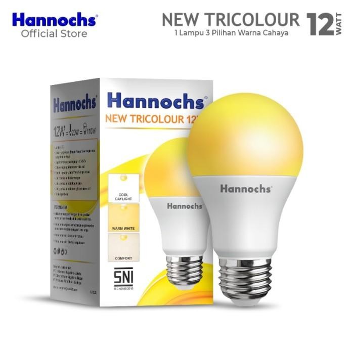 New Lampu LED Bulb Hannochs 12W Hannochs Tricolour 1 Lampu 3 Pilihan Warna