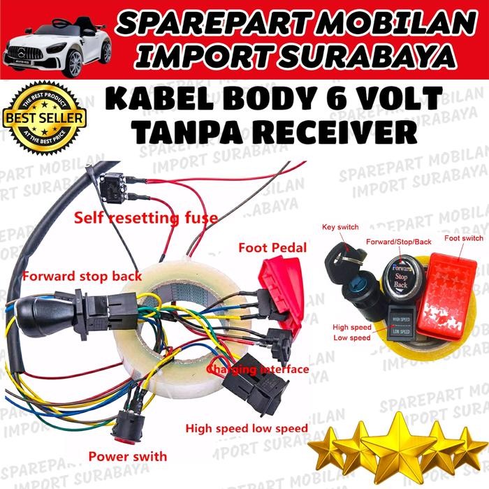 TERBARU KABEL BODY MOBIL MOBILAN AKI ANAK 6 VOLT KEBEL SET RECEIVER 12 VOLT RC HOT SALE