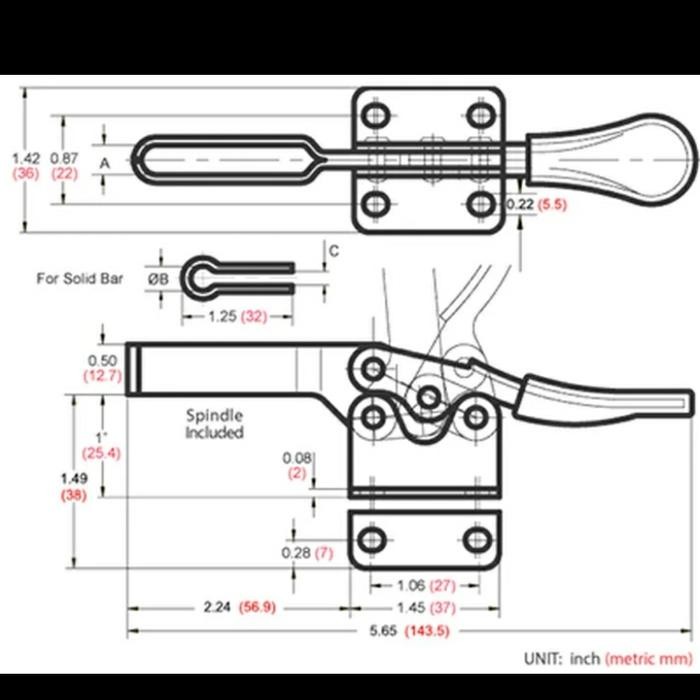 TOGGLE CLAMP GH 201 B ,KLEM PENJEPIT HORIZONTAL QUICK RELEASE