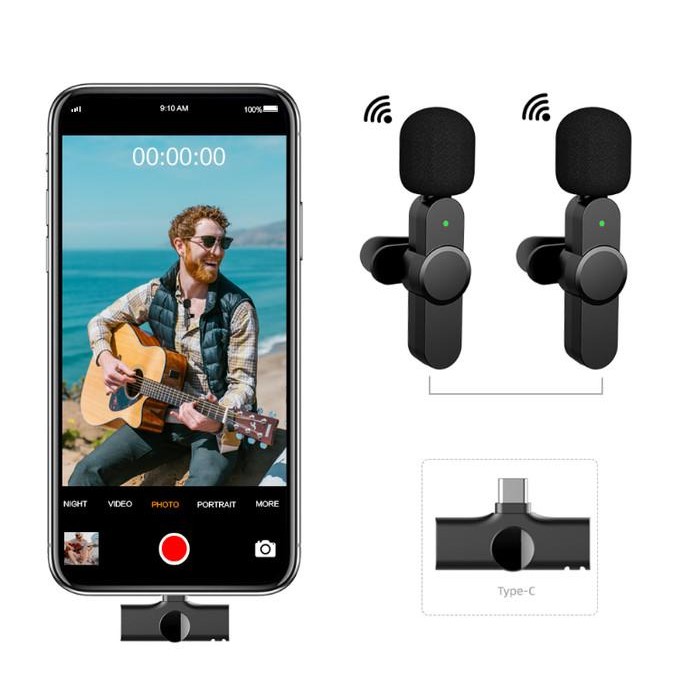 [Expert] Microphone Wireless Lavalier Mini Dual Mic for iPhone Android - Type C