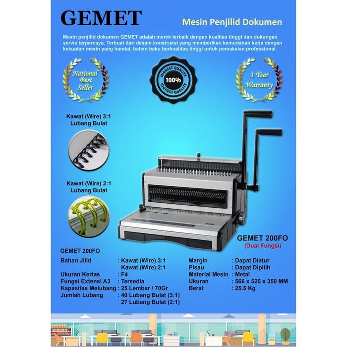 Mesin Jilid Kertas Gemet 200Fo Original Garansi Resmi
