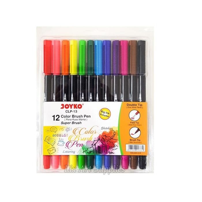 

joyko super brush pen set 12/24 colors (clp-13 clp-13a) / dual tip brush pen kode 949