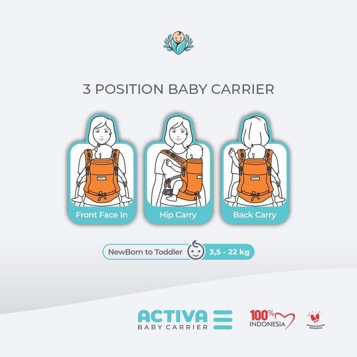Bayiku Activa Mark III Gendongan Bayi Anak Ransel NB Toodler Bayiku.id Activa 3 Baby Carrier M-shape