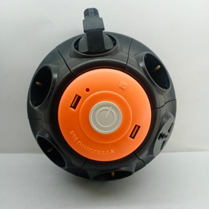 Expert kabel roll visicom 1.8 meter 6 lubang + usb 2.1A tembaga vsc ufo 512u