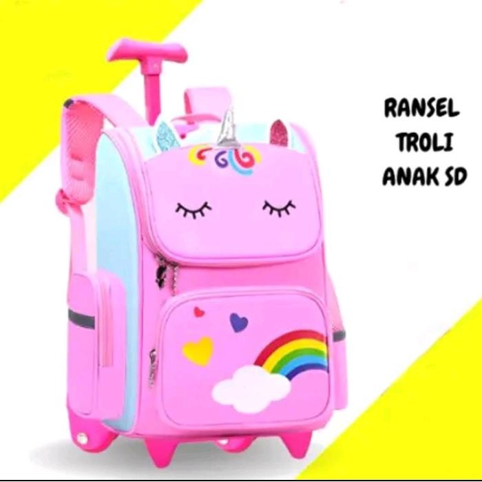 BURUAN,. TAS TROLI ANAK PEREMPUAN TK SD UNICORN TAS KOPER ANAK LUCU