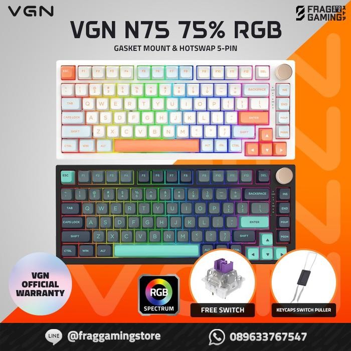 [Allthebest] VGN N75 / N-75 Hotswap Gasket Wired Mechanical Keyboard VGNN75 RGB