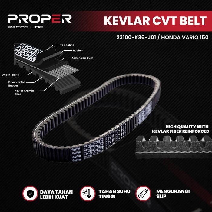 VANBELT FANBELT VBELT V BELT CVT PROPER RACING LINE KEVLAR VARIO 150 FI ESP LED NEW VARIO 125 ESP
