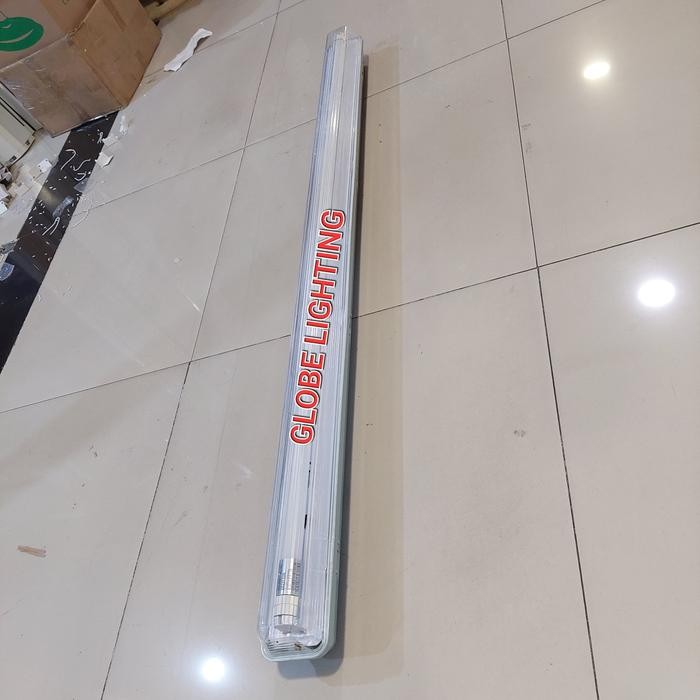 PROMO KAP LAMPU WATERPROOF 1x36W KOMPLIT BATTERY EMERGENCY N LAMPU TL T8 LED PHILPS 120CM