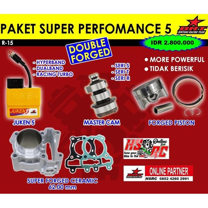 

Terlaris Paket Super Racing Brt Yamaha R15 Vixion Mx Aerox Nmax Boreup 62.00Mm