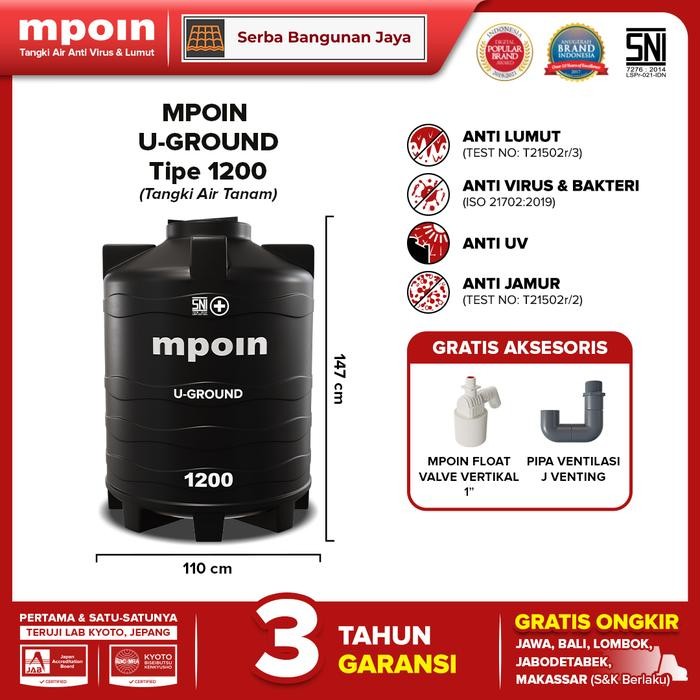 Terlaris Mpoin U Ground ( 1200 Liter ) Tangki Toren Air