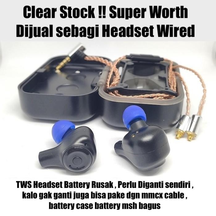 Clear Stock Hifi Soundship Mmcx Detaable Earphone (Battery Rusak Dijual Sebagi Earphone Wired)