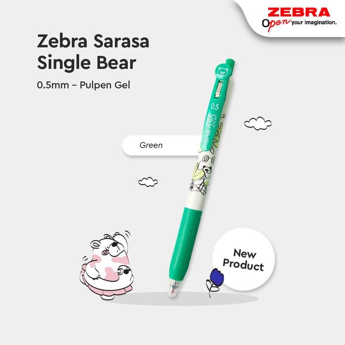 

ZEBRA Sarasa Clip Pulpen Gel 5 Pcs 0.5mm Single Bear Gel Pen Limited Edition Alat Tulis Isi 5 Pcs -