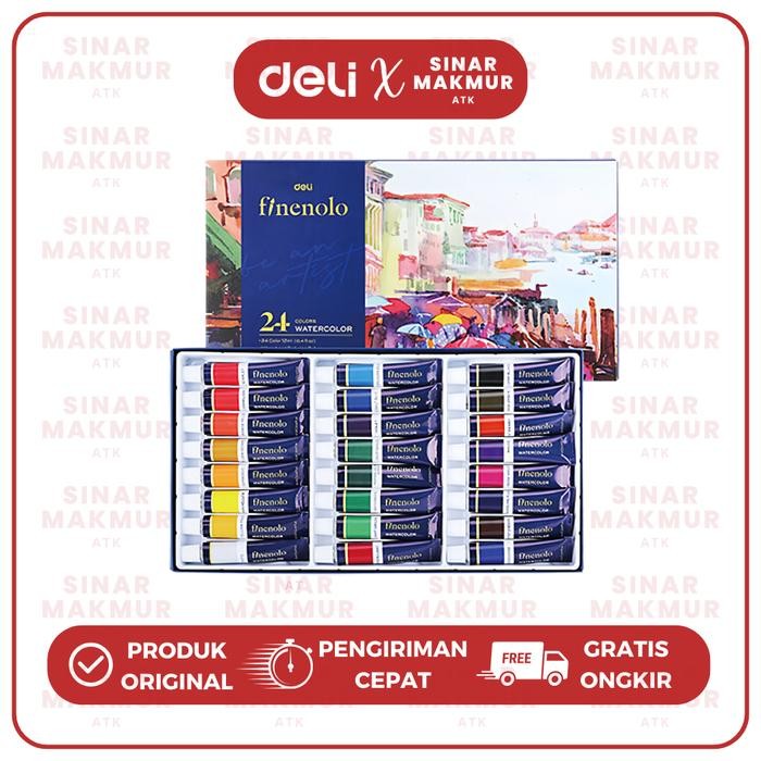 

Watercolours/Watercolor Paint/Cat Air 12ml 24 Warna Finenolo Deli EC1924 Set