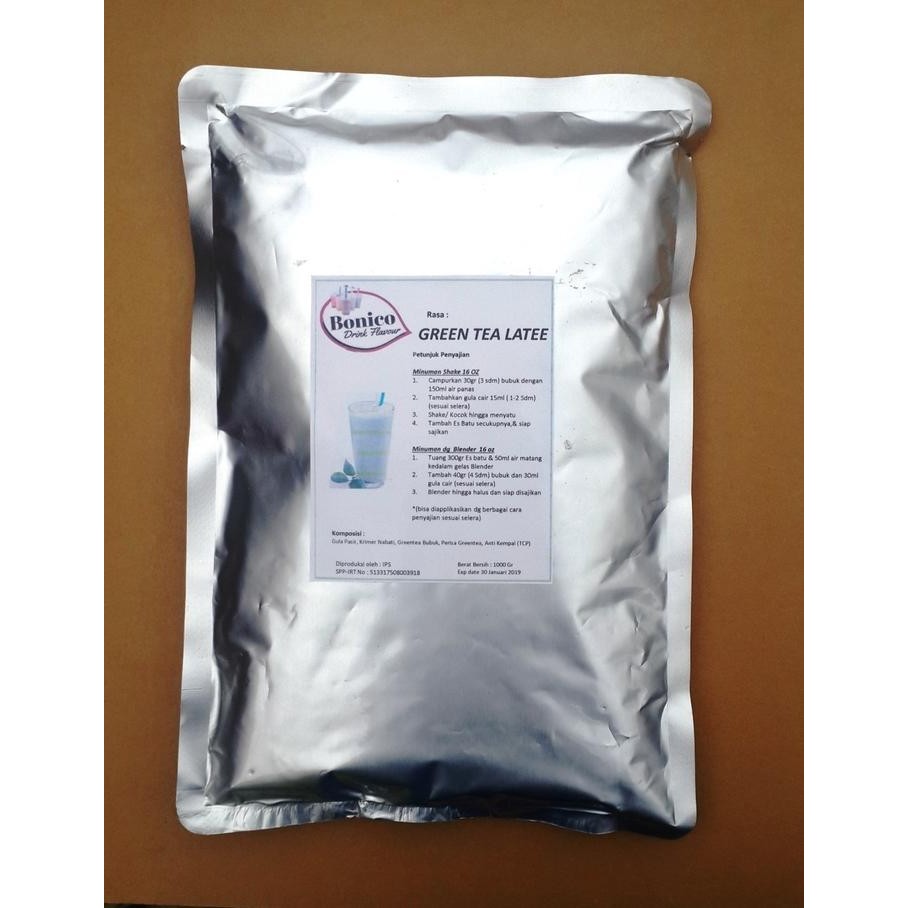 

Greentea Latte Powder 1Kg Bubuk Minuman Green Tea Latee Bonico Shake - Greentea Latte