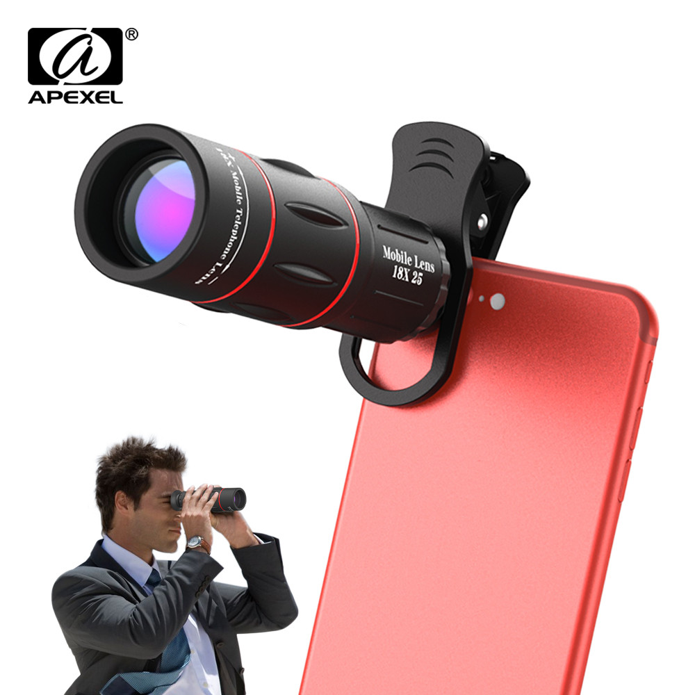 Apexel Universal 18X25 Monocular Zoom Hd Optical Cell Phone Lens Observing Survey 18X Telephoto Lens