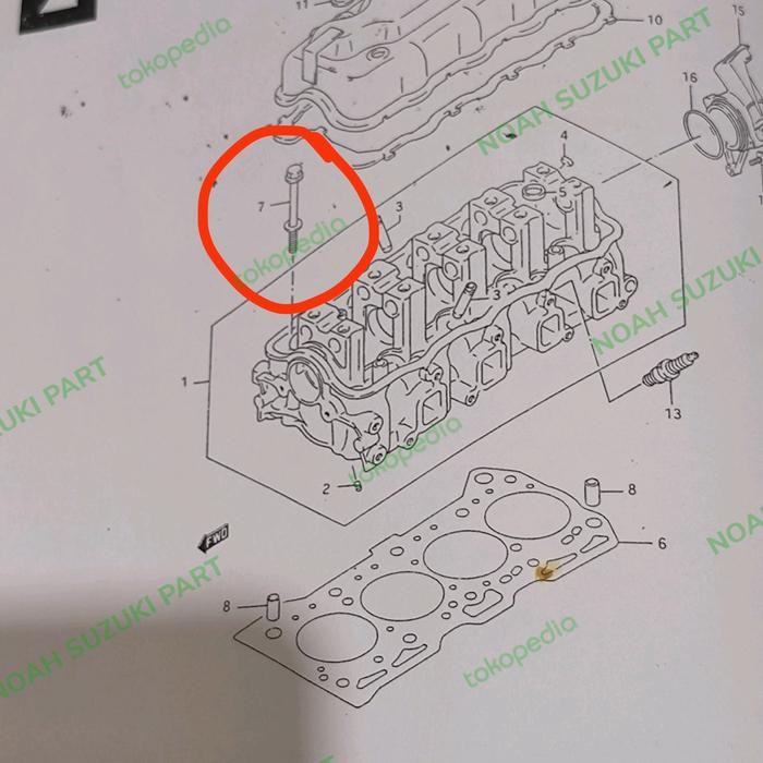 Baut Cylinder Head Vitara Escudo Sidekick Asli Sgp