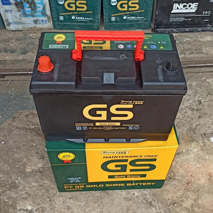 Aki Accu Mf Kering 65D31R - N70 12V 70Ah (70Amper) Gs Gold Shine