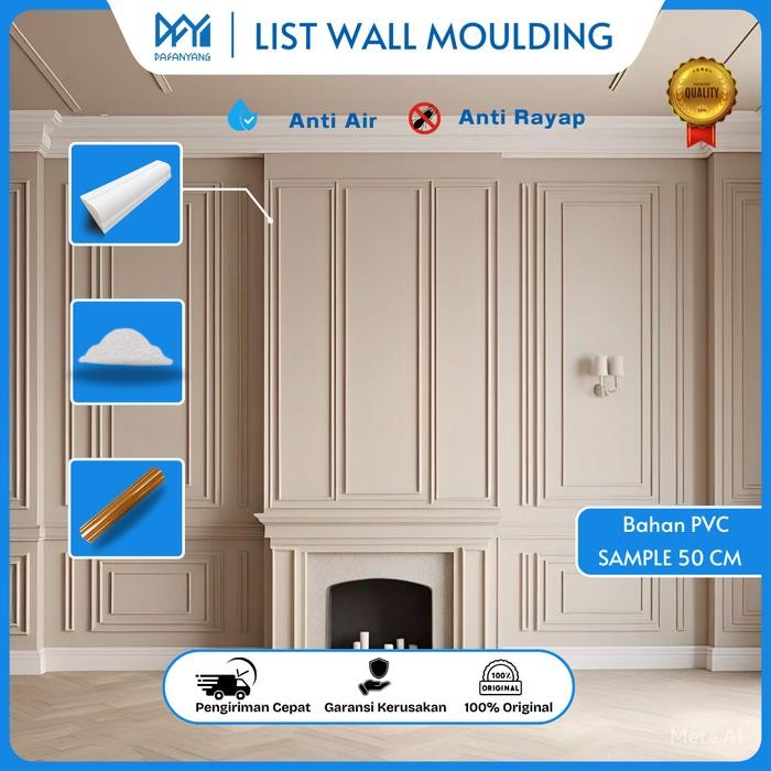 [3METER] 1 BOX List Plafon Wall Moulding PVC List Border Molding Anti Rayap Dan Anti Air Warna Putih