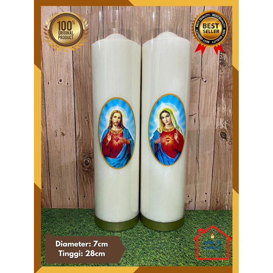 Lilin Doa Maria Yesus (2pcs) Lilin Ibadah Doa Rohani Ukuran 3 Kati