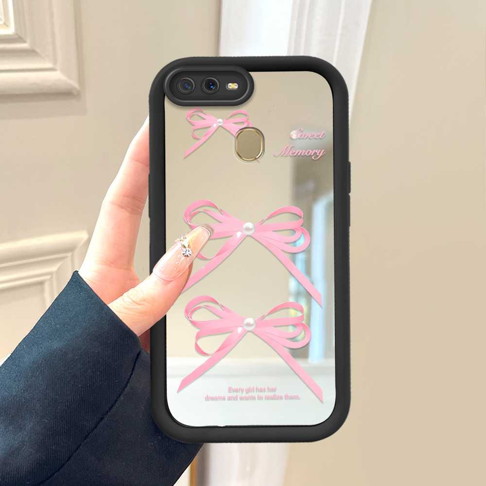 Casing Hp Untuk OPPO A12 A5S A7 A12S Phone Case Cesing Soft Cover Lucu Bow Girl 8579 Mode Mirror Kes