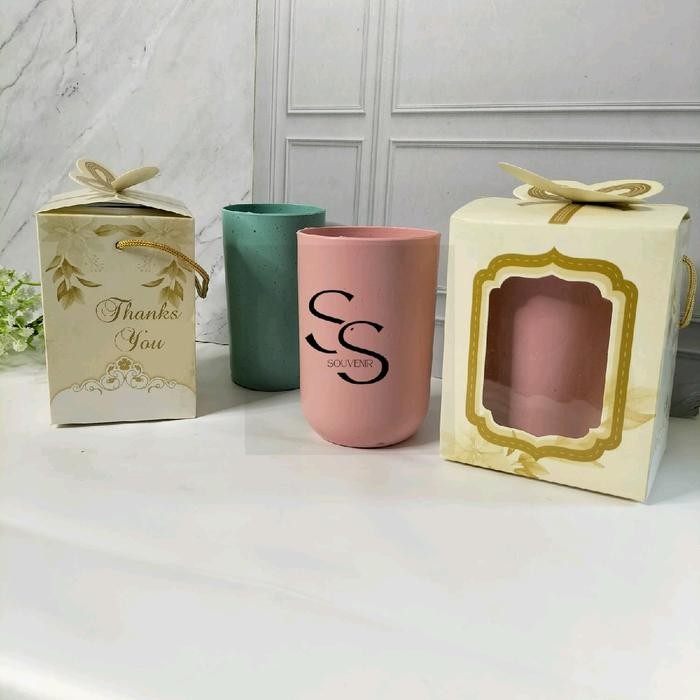 50 Pcs Gelas Plastik Kas Bok Cantik Souvenir Pernikahan Ulang Tahun Khitanan Dll... Kitchenware