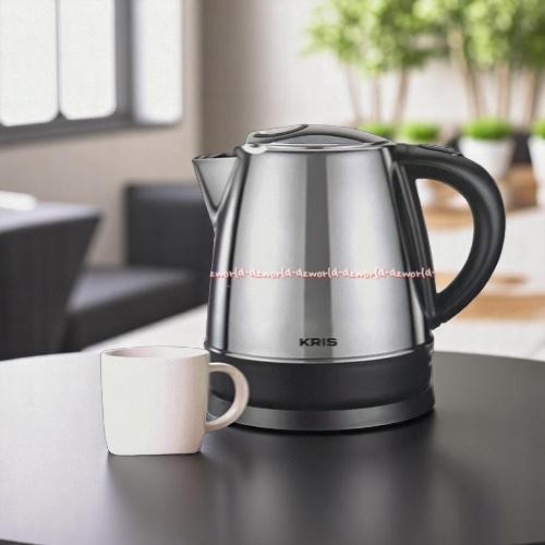 Kris 1.2Liter Electric Kettle Teko Listrik Warna Silver Perak Stainless Steel Krisbow Ketel Krischef