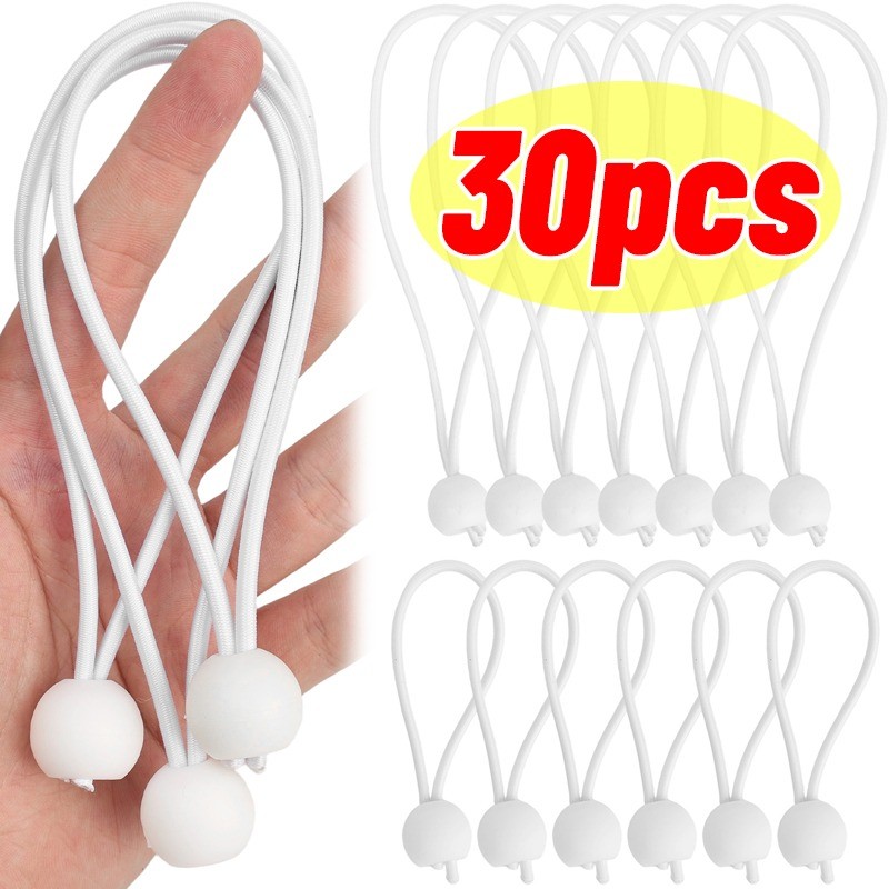 30/5Pcs Bungee Ball Tarps Canvas Tarpaulin Flagpole Ties Cord Ends Elastic Rope Lace Fixed Boat Pole