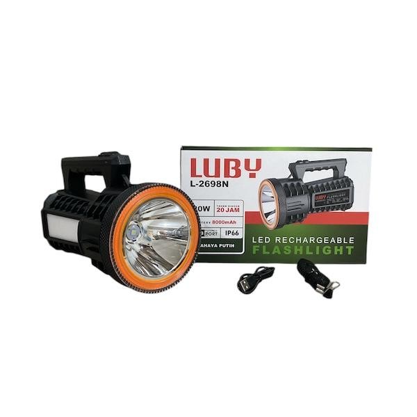 LUBY SENTER TANGAN JUMBO L-2698N 80WATT + 18 LED SMD CAHAYA PUTIH RECHARGEABLE TAHAN HINGGA 20JAM