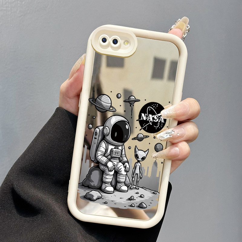 Casing Hp OPPO A5 A3s A12E Realme C1 Case Casing Softcase astronot luar angkasa Kesing cermin baru H