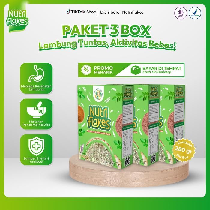

Nutriflakes Paket 3 Box Cereal Umbi Garut Granola Dan Susu