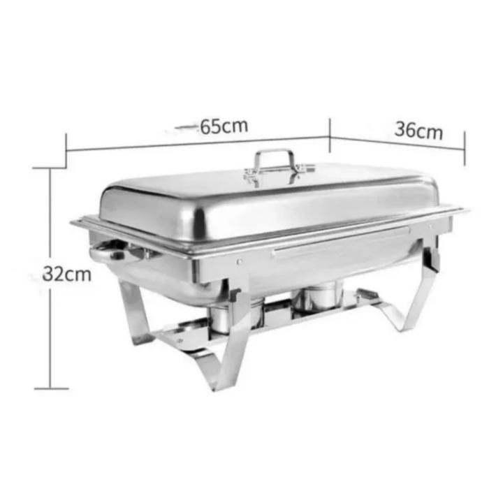 Panci pemanas prasmanan segi jumbo chafing dish 11 -12 liter