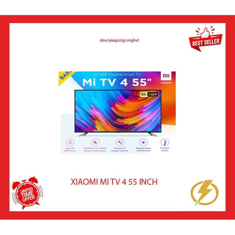 LED SMART ANDROID TV XIAOMI 55 INCH NETFLIX - MI TV 4 55 GARANSI RESMI